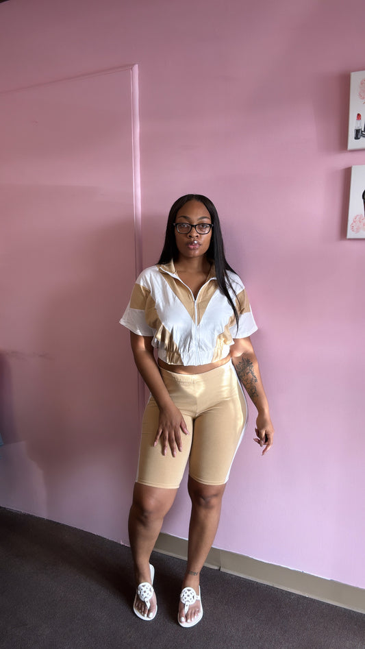 2 piece striped biker set