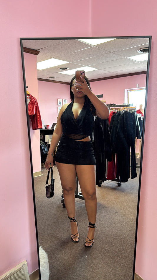 Pressure mini skirt  set