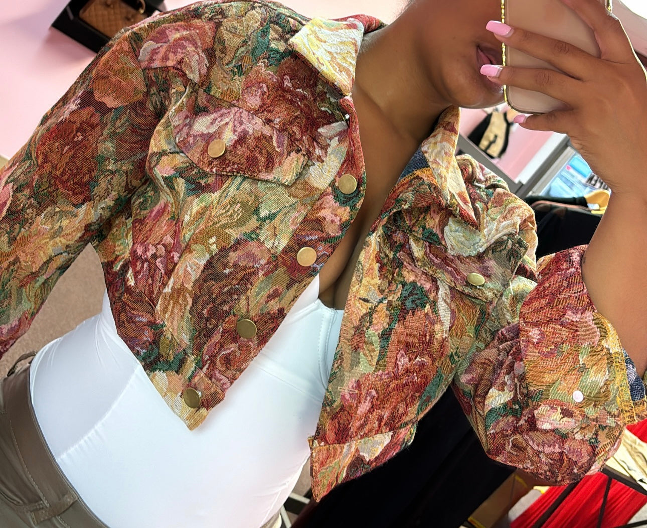 Flower Jean Jacket