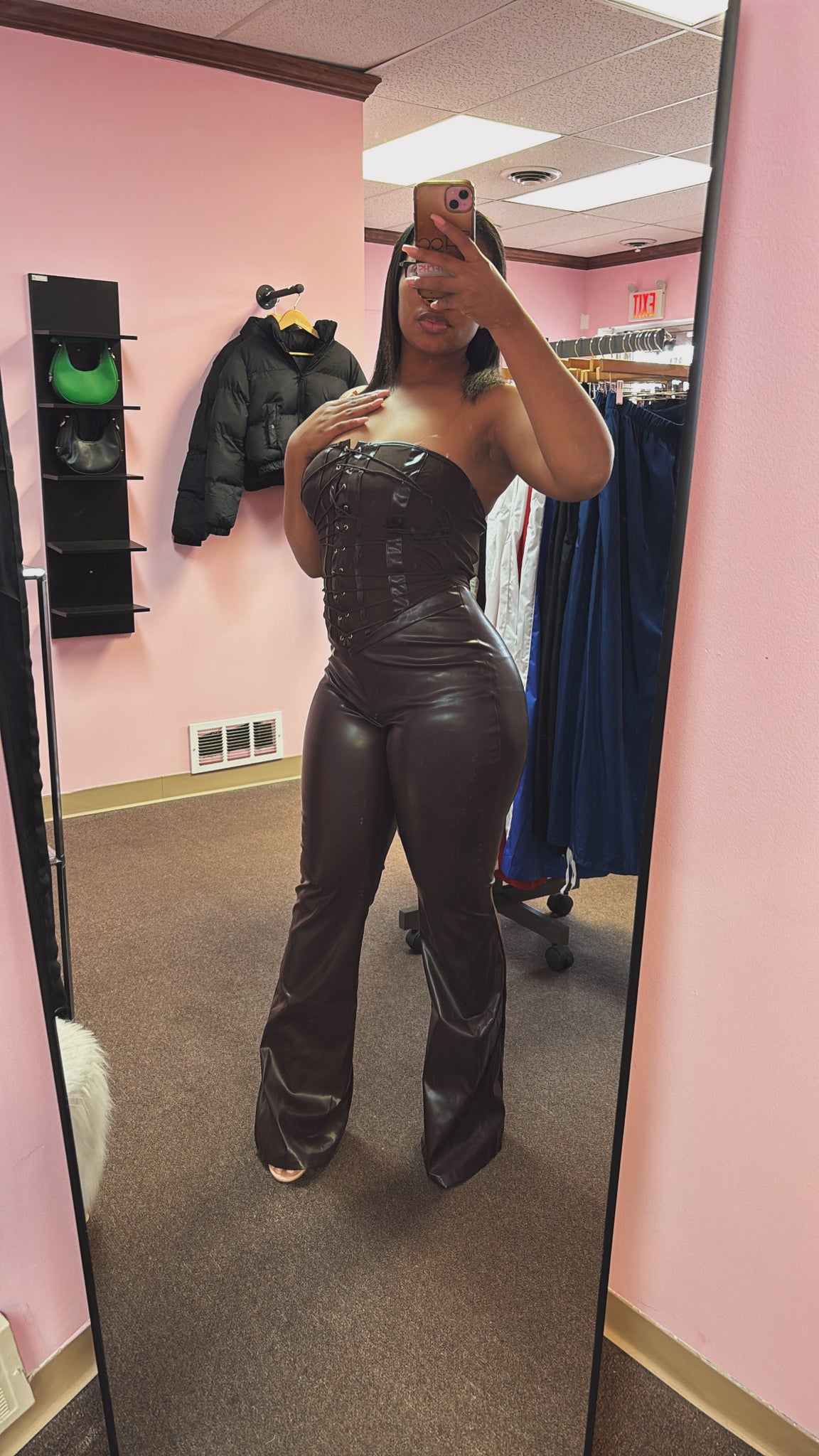 Chocolate luxe corset jumpsuit